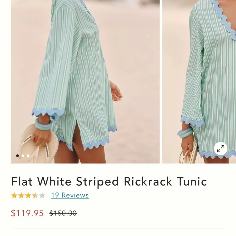 Striped Green and Blue Women's Swim Cover-Up - Picture 6 of 7